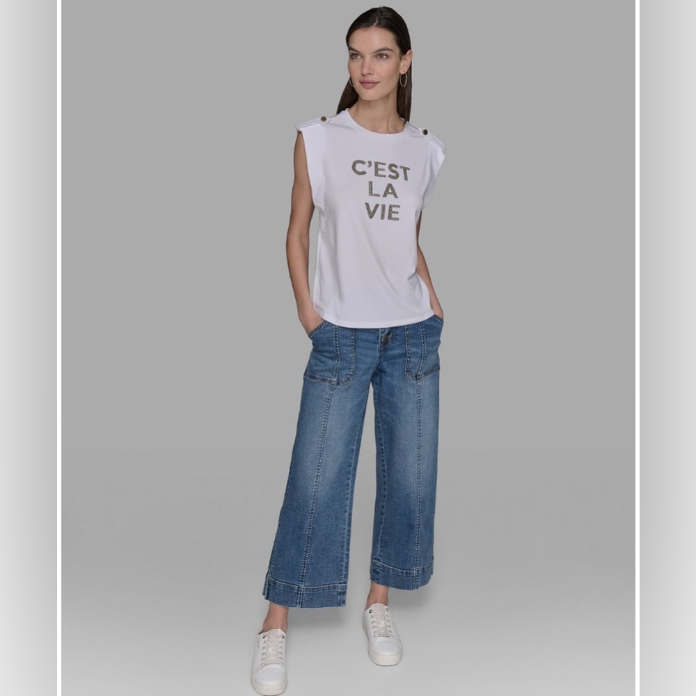 Karl Lagerfeld Paris C'est La Vie Studded Top - Picture 4 of 16